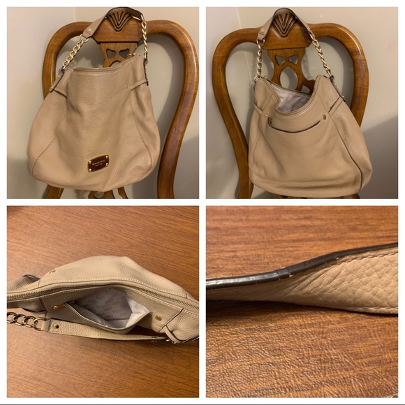 LIKE NEW Michael Kors tan soft leather w/gold bag! - Picture 4 of 8